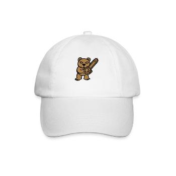 Teddybär Gartenschere Bär Kettensäge Spaß frech - Baseballkappe - Weiß/Weiß - Vorne