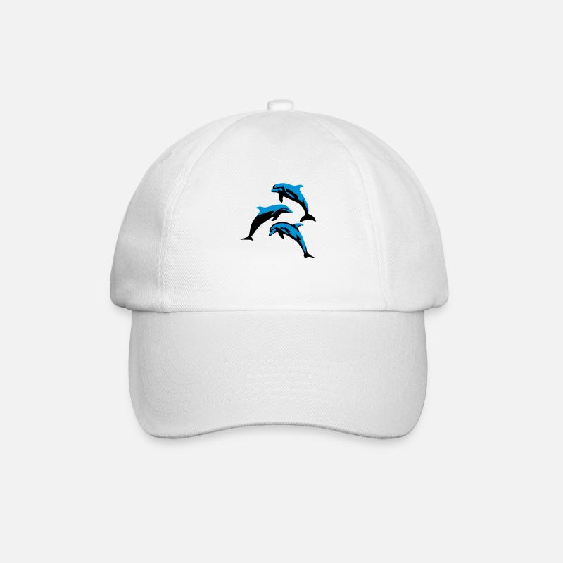 Delfin, Delfine - Dolphin - Baseballkappe - Weiß/Weiß