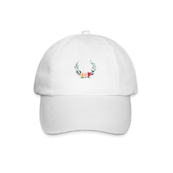 Summer floral wreath, customizable - Baseball Cap - white/white - Front