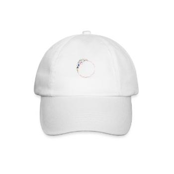 Blumenkranz Pfirsich Blau 2 personalisierbar - Baseballkappe - Weiß/Weiß - Vorne