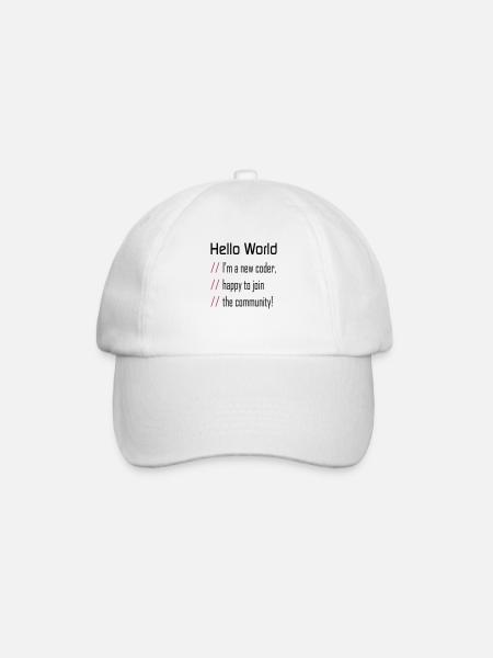 Hello World, 'my new coder - Baseball Cap - white/white