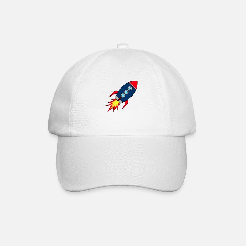 Rakete Startup * Raumschiff * Astronaut * Sterne - Baseballkappe - Weiß/Weiß