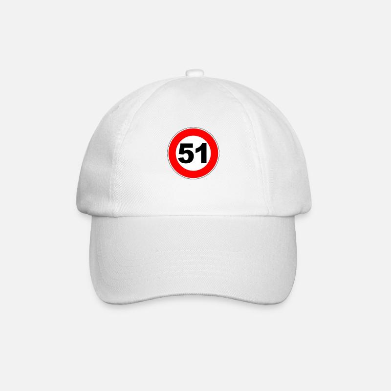 51. Geburtstag - 51 - Feier - Straßenschild - Baseballkappe - Weiß/Weiß