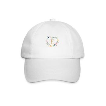 Personalisierbar Monogramm E Herz Floral - Baseballkappe - Weiß/Weiß - Vorne