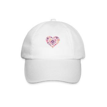 Red Heart – Love on Black | Minimalist - Baseball Cap - white/white - Front
