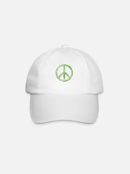 Peacezeichen Pazifist Frieden Harmonie Grunge Used - Baseballkappe - Weiß/Weiß