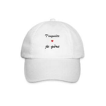 T'inquiète, je gère avec un petit coeur rouge - Casquette classique - blanc/blanc - Devant