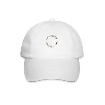 Eukalyptus Blumen Kranz personalisierbar - Baseballkappe - Weiß/Weiß - Vorne