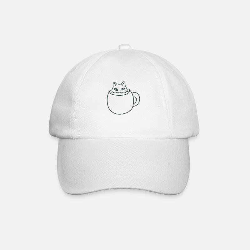Süße kleine Katze in einem Becher - Baseballkappe - Weiß/Weiß