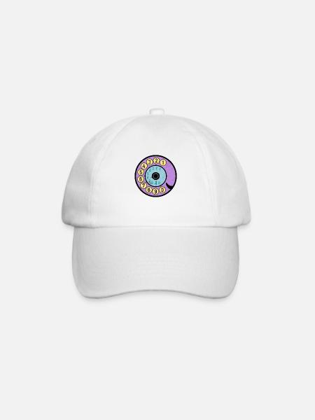 Quadrante colorato Vintage Retro Phone Nostalgia - Cappello con visiera - bianco/bianco