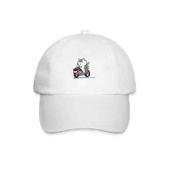 Ein katze die motorrad fährt - Baseballkappe - Weiß/Weiß - Vorne