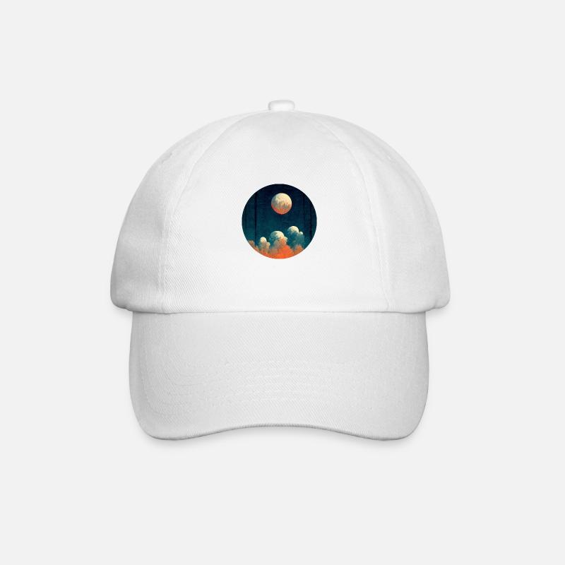 Mond am Abend - Baseballkappe - Weiß/Weiß