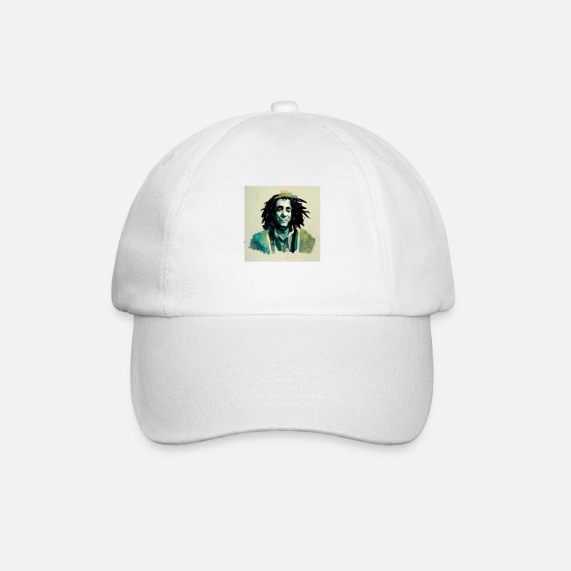 Rastafari-skizzenmalerei - Baseballkappe - Weiß/Weiß