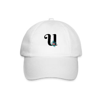 letter U flowered - Baseball Cap - white/white - Front