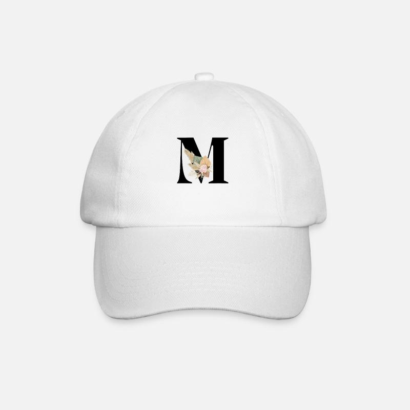 Buchstabe M geblümt - Baseballkappe - Weiß/Weiß
