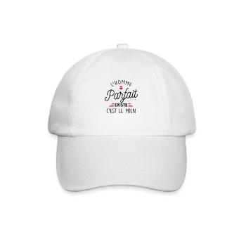 l'homme parfait existe / humour couple - Casquette classique - blanc/blanc - Devant