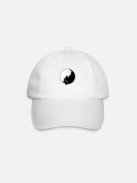 Schwarz-weiße Yin Yang Katzen - Baseballkappe - Weiß/Weiß
