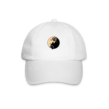 Siam und schwarze Yin Yang-Katzen - Baseballkappe - Weiß/Weiß - Vorne