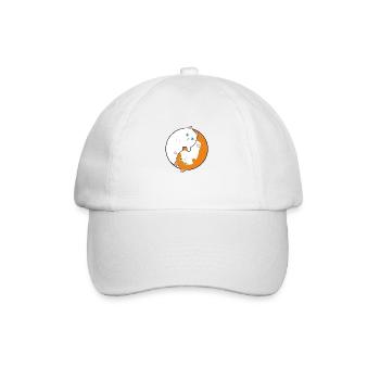 Weiße und rote Yin-Yang-Katzen - Baseballkappe - Weiß/Weiß - Vorne