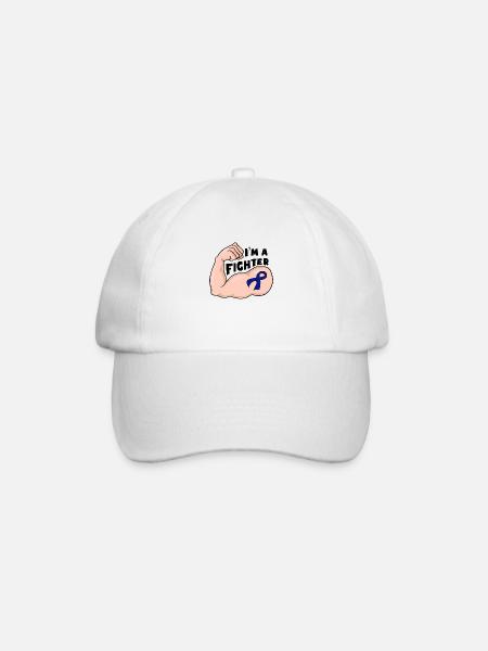Fight Cancer - Blue ribbon - Baseballkappe - Weiß/Weiß