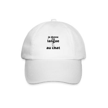 Je donne ma langue au chat | Tee-shirt drôle - Casquette classique - blanc/blanc - Devant