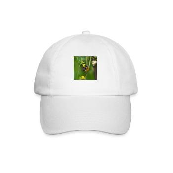 Hummel auf gelber Blüte - Baseballkappe - Weiß/Weiß - Vorne