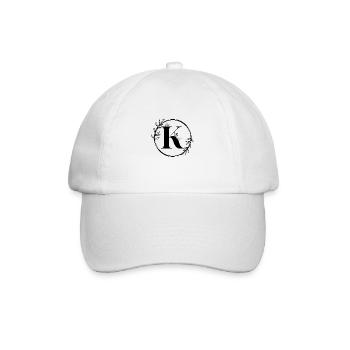 Floral K Letter - Baseball Cap - white/white - Front