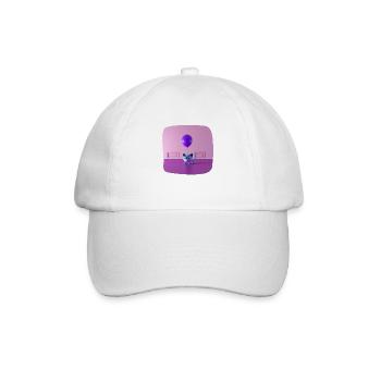 A cat with a mustache holding a balloon - Baseball Cap - white/white - Front