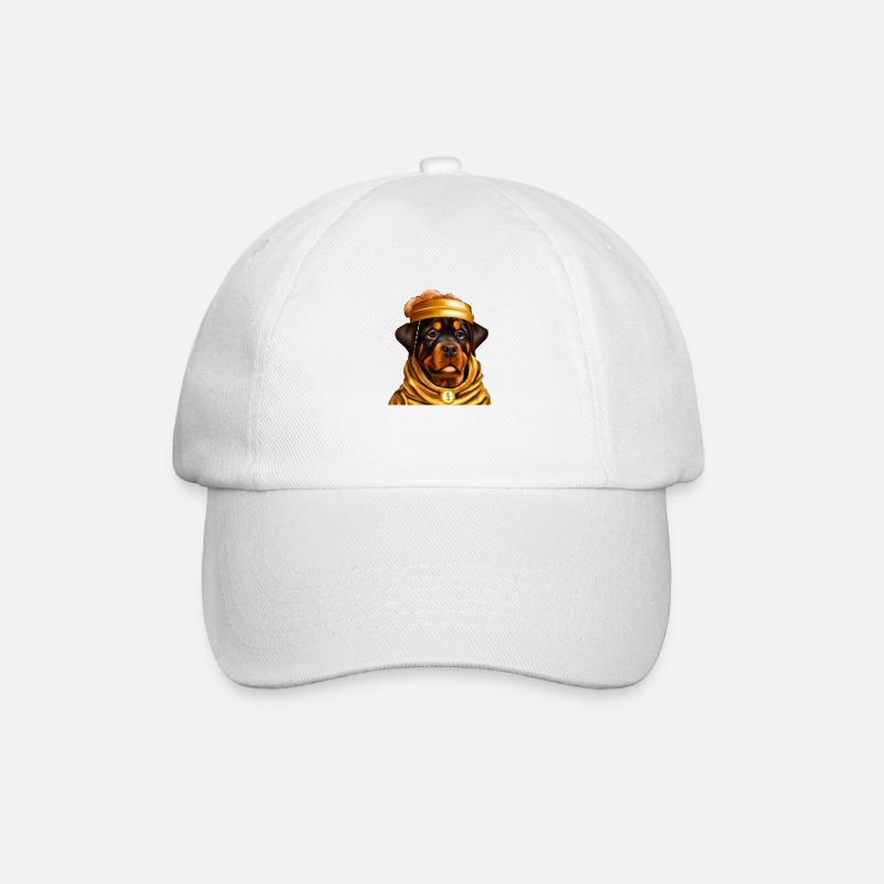Rottweiler goldenem Bademantel Bitcoin Gold Mütze - Baseballkappe - Weiß/Weiß