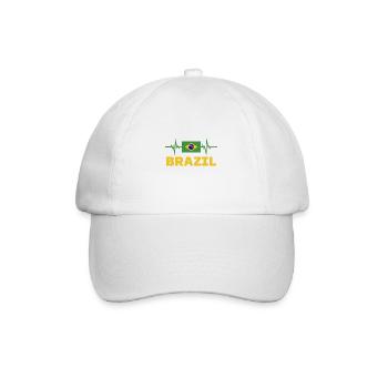 brazil football 2022 Heart Beat brazil football - Baseball Cap - white/white - Front