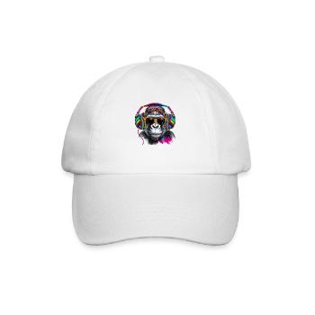 Eye-catcher monkey with headphones and sunglasses - Baseball Cap - white/white - Front