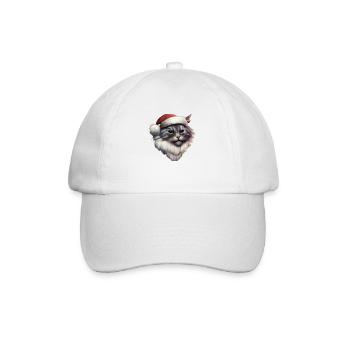 Cat with a Santa hat - Baseball Cap - white/white - Front