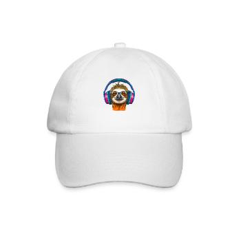 Cool paresseux avec des écouteurs écoute de la musique - Casquette classique - blanc/blanc - Devant