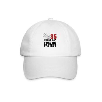 Vor 35 Jahren war ich der Schnellste - Baseballkappe - Weiß/Weiß - Vorne