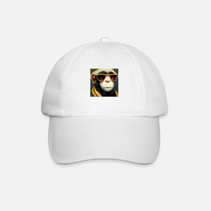 Affe mit Sonnenbrille - Baseballkappe - Weiß/Weiß