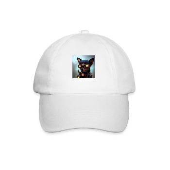 Steampunk Chihuahua mit futuristischer Brille - Baseballkappe - Weiß/Weiß - Vorne
