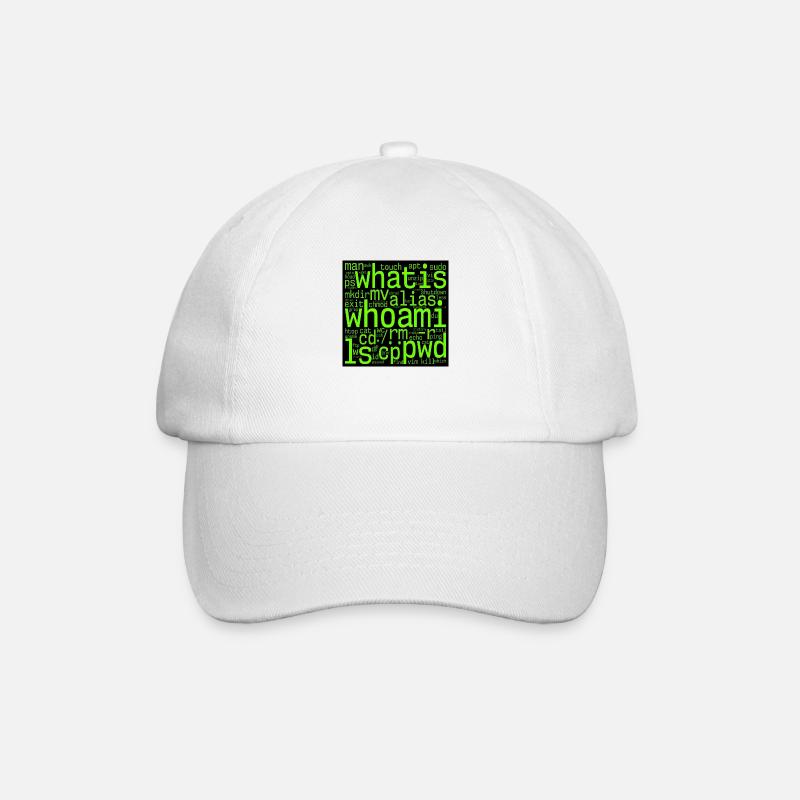 Linux Nerd – Kommandozeilen-Wortwolke für Terminal - Baseballkappe - Weiß/Weiß