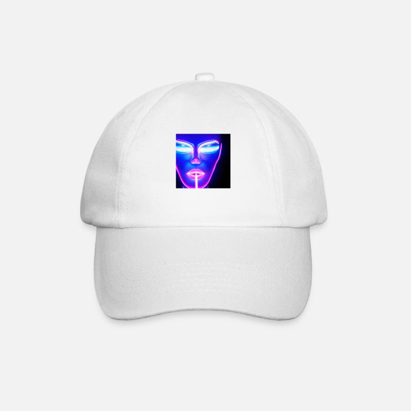 NEON Female Cyborg FACE - Baseballkappe - Weiß/Weiß