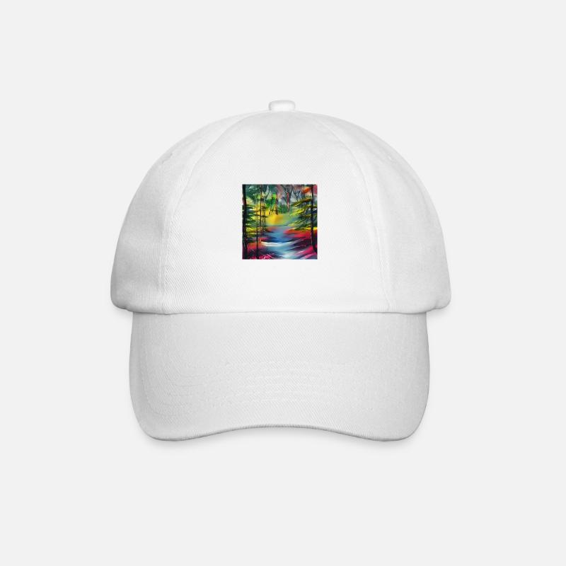 Aquarelle rivière en forêt - Casquette classique - blanc/blanc