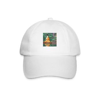 Cartoon buddha statue art - Baseball Cap - white/white - Front