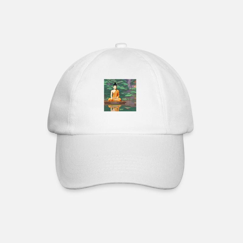 Cartoon buddha statue art - Baseball Cap - white/white