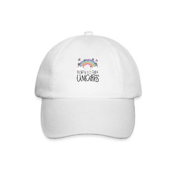 BORN TO RIDE UNICORN WITH RAIBOW. - Baseball Cap - white/white - Front