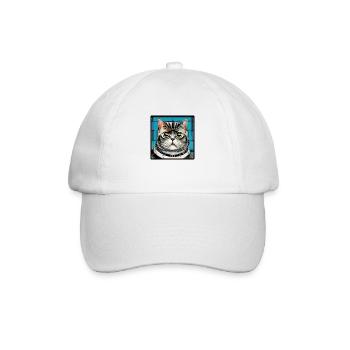 CooleKatze 4 - Baseballkappe - Weiß/Weiß - Vorne