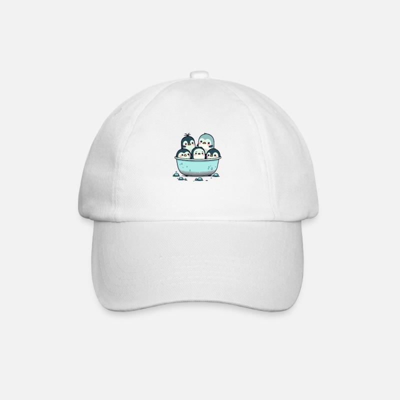Cute Penguins having a Bath - Baseball Cap - white/white