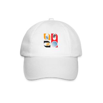 Geometrisches Muster (Formen, Bunt) - Baseballkappe - Weiß/Weiß - Vorne