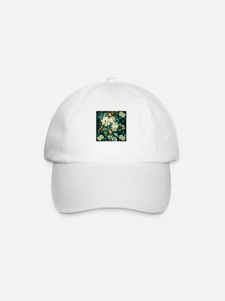 Vintage Flowery Design Floral 2 13 300 - Baseballkappe - Weiß/Weiß