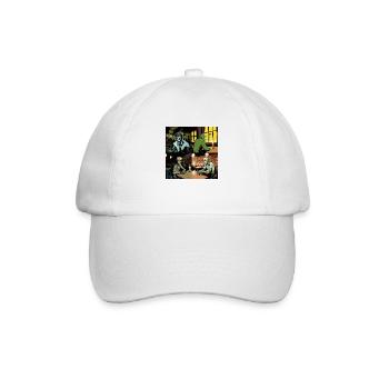 Guy in a bar stareing at target person - Baseball Cap - white/white - Front