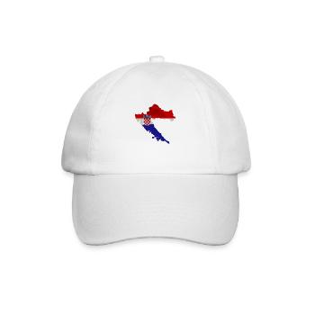 Croatia flag in the shape of the country - Baseball Cap - white/white - Front