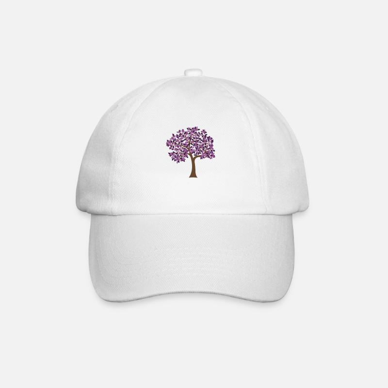 violetter Baum - Baseballkappe - Weiß/Weiß