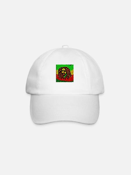 Van Gogh Rasta Flagge RastaMan - Baseballkappe - Weiß/Weiß